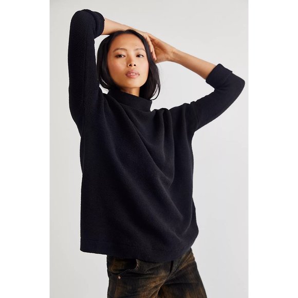 Free People Ottoman Slouchy Tunic in  Black - Picture 2 of 11